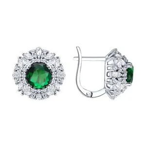 Серьги из серебра с фианитами