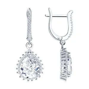 Серьги из серебра с фианитами