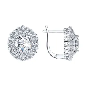 Серьги из серебра с фианитами