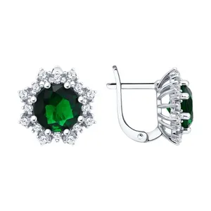 Серьги из серебра с фианитами