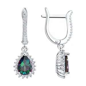 Серьги из серебра с фианитами