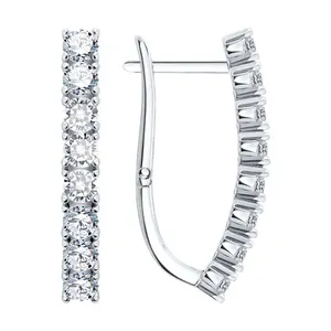 Серьги из серебра с фианитами