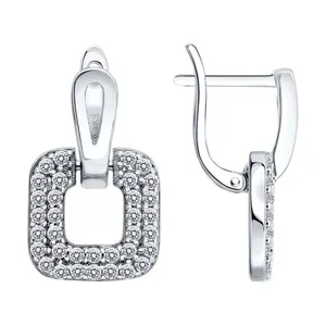 Серьги из серебра с фианитами