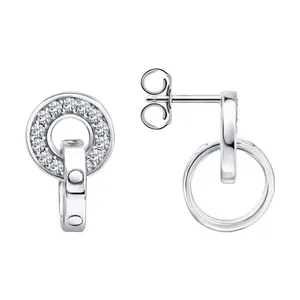 Серьги из серебра с фианитами