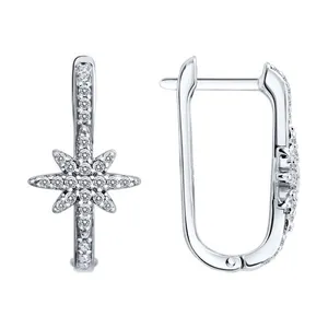 Серьги из серебра с фианитами