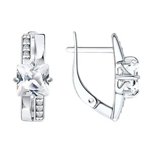 Серьги из серебра с фианитами
