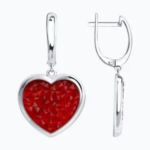 Серьги из серебра с кристальной тканью