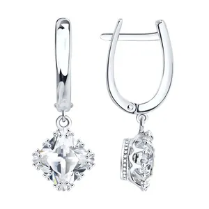 Серьги из серебра с фианитами