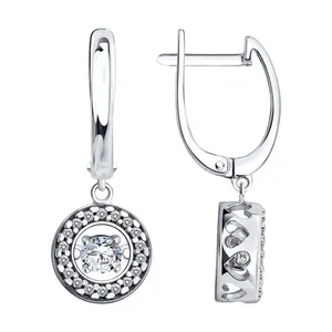 Серьги из серебра с бриллианитами и фианитами