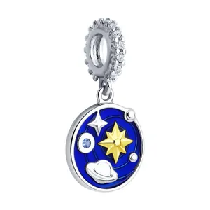 Подвеска-шарм из серебра с эмалью с фианитами