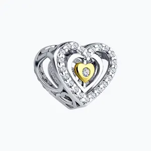 Подвеска-шарм из золочёного серебра с фианитами