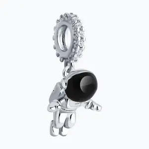 Подвеска -шарм из серебра с фианитами и эмалью