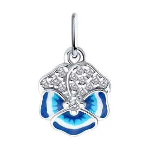 Подвеска из серебра с фианитами и эмалью
