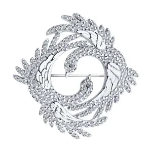 Брошь из серебра с фианитами