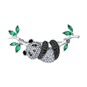 Брошь из серебра с фианитами и эмалью