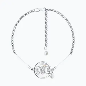 Браслет из серебра с перламутром и синтетическим жемчугом