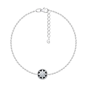 Браслет из серебра с фианитом и эмалью