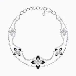 Браслет из серебра с фианитами и эмалью