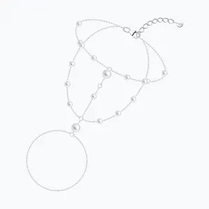 Браслет из серебра с синтетическим жемчугом