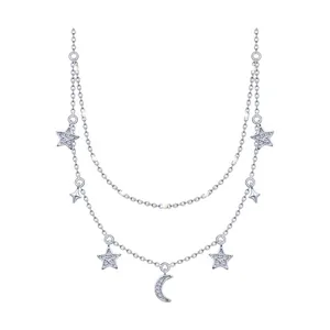 Колье из серебра с фианитами и эмалью