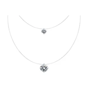 Колье на леске из серебра с фианитами