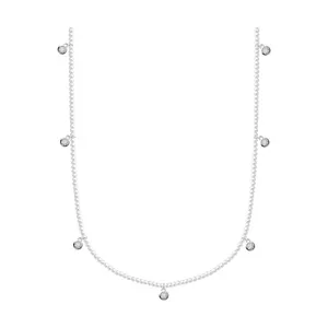 Колье из серебра с синтетическим жемчугом и фианитами