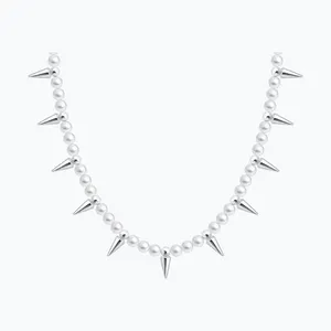 Колье из серебра с синтетическим жемчугом