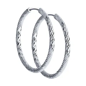 Серьги конго из серебра с алмазной гранью