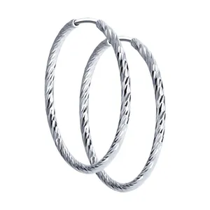 Серьги конго из серебра с алмазной гранью