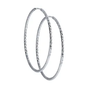 Серьги конго из серебра с алмазной гранью