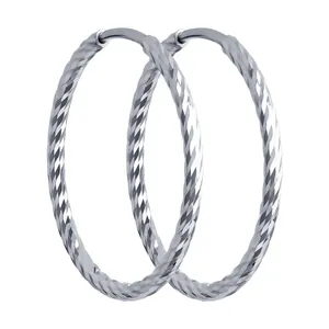 Серьги конго из серебра с алмазной гранью