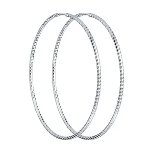 Серьги конго из серебра с алмазной гранью