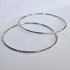 Серьги конго из серебра с алмазной гранью