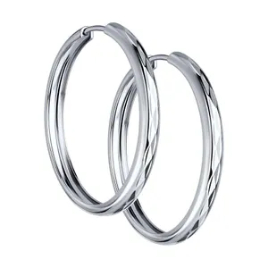 Серьги конго из серебра с алмазной гранью