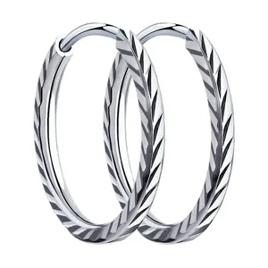 Серьги конго из серебра с алмазной гранью