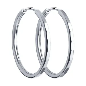 Серьги конго из серебра с алмазной гранью