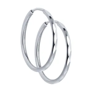 Серьги конго из серебра с алмазной гранью