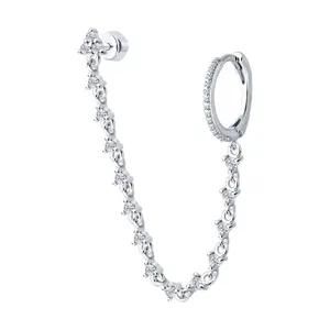 Серьга из серебра с фианитами