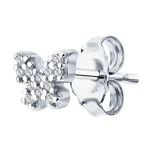 Серьга из серебра с фианитами