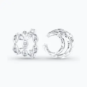 Серьга из серебра с фианитами