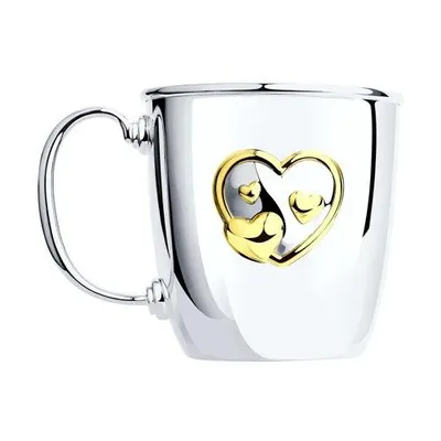 Кружка малая «Сердце», позолота из серебро