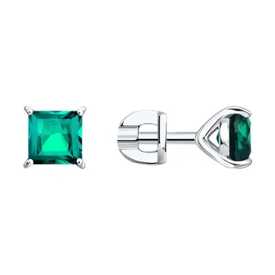 Серьги из серебра с изумрудами из серебро