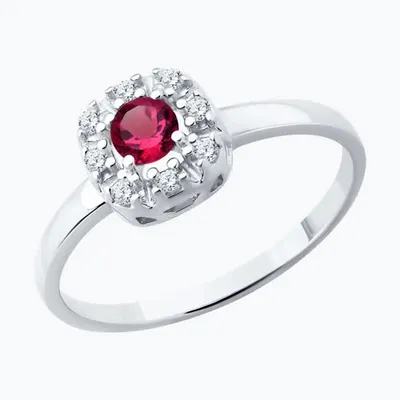 Кольцо из серебра с рубином и фианитами из серебро