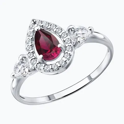 Кольцо из серебра с рубином и фианитами из серебро