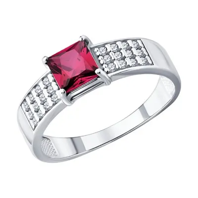 Кольцо из серебра с рубином и фианитами из серебро