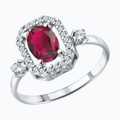 Кольцо из серебра с рубином и фианитами из серебро