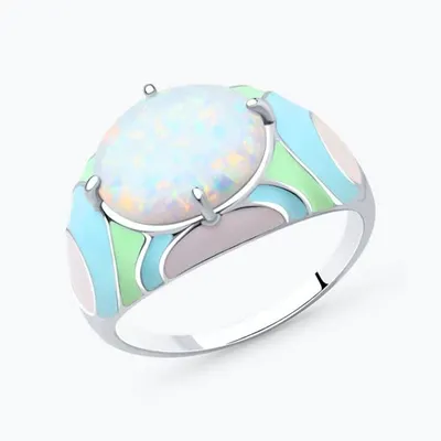Кольцо из серебра с эмалью с опалом из серебро