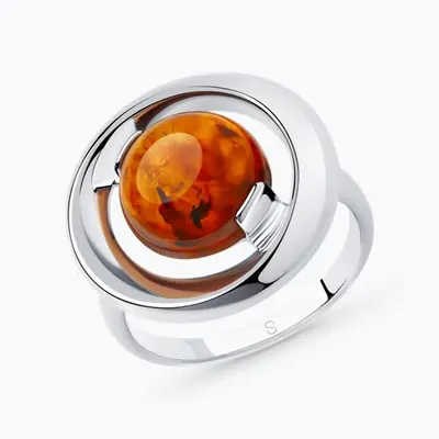 Кольцо из серебра с янтарём из серебро