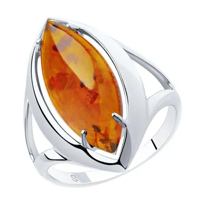 Кольцо из серебра с янтарём из серебро