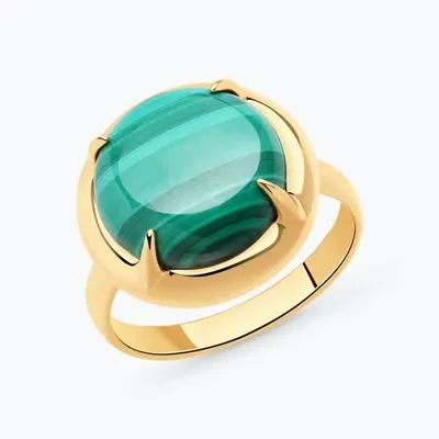 Кольцо из золочёного серебра с малахитом из серебро